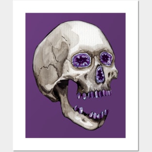 Amethyst Geode Crystal Skull Posters and Art